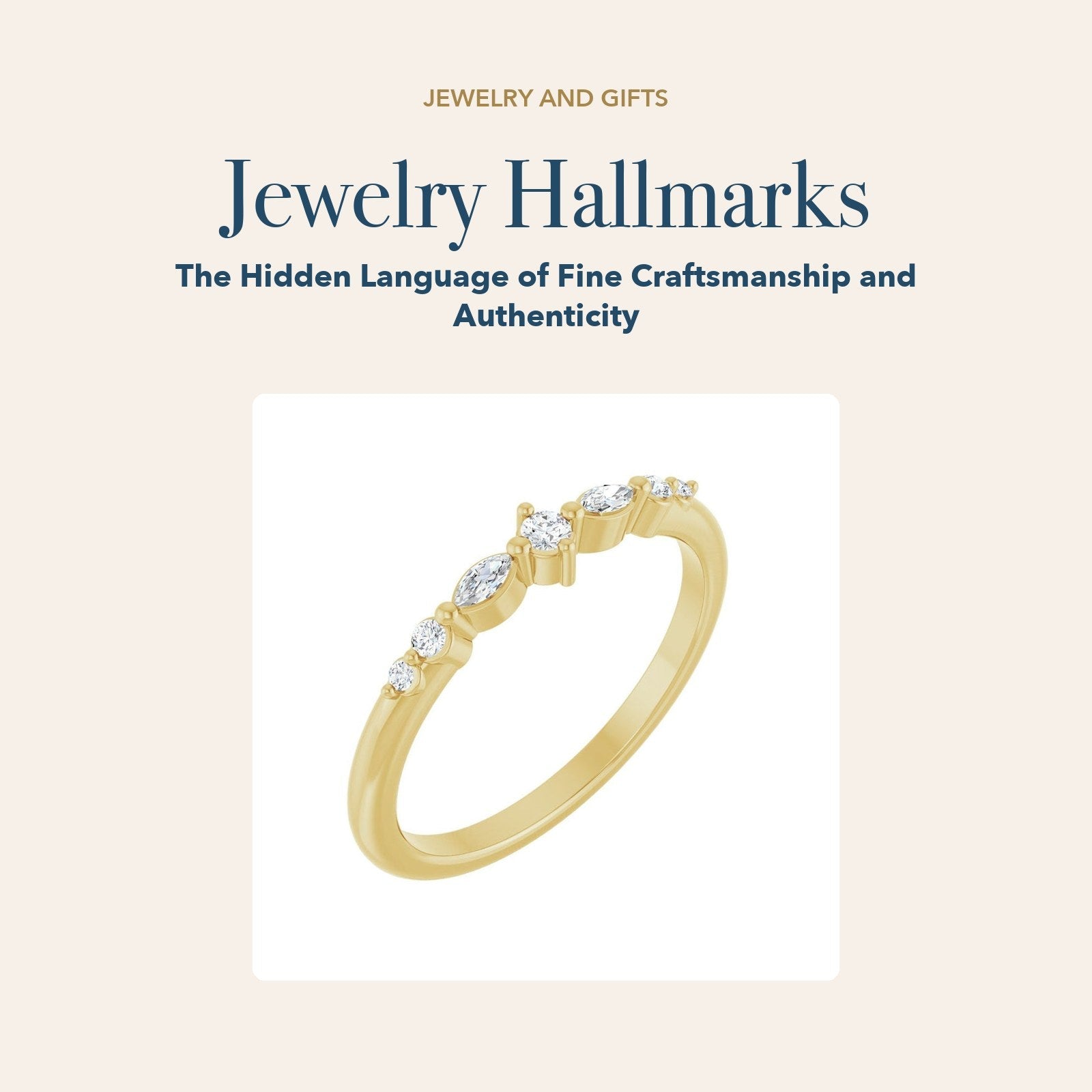 Jewelry Hallmarks: diamond mixed-cut stackable ring beside the title