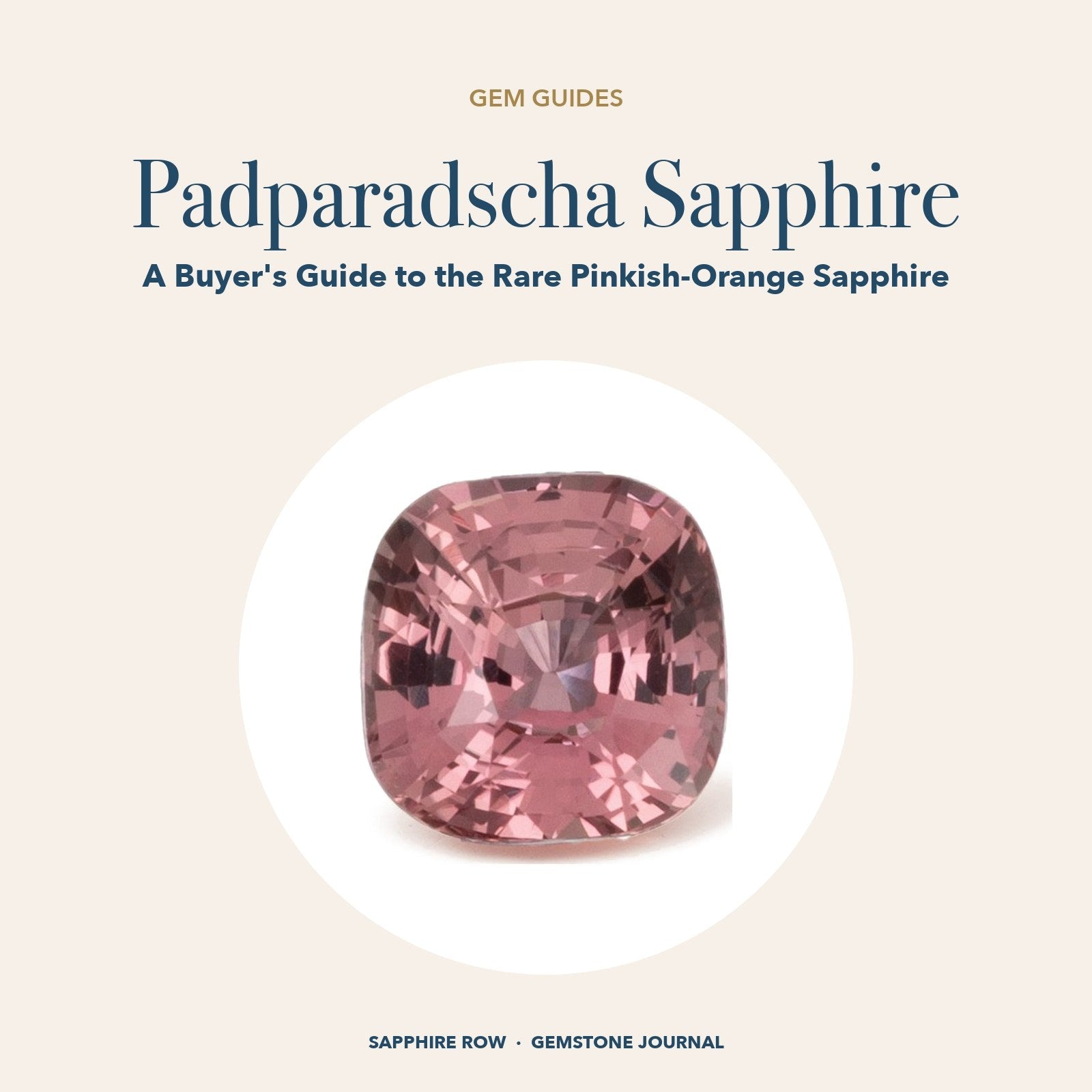 Padparadscha Sapphire: Padparadscha sapphire in a white circle