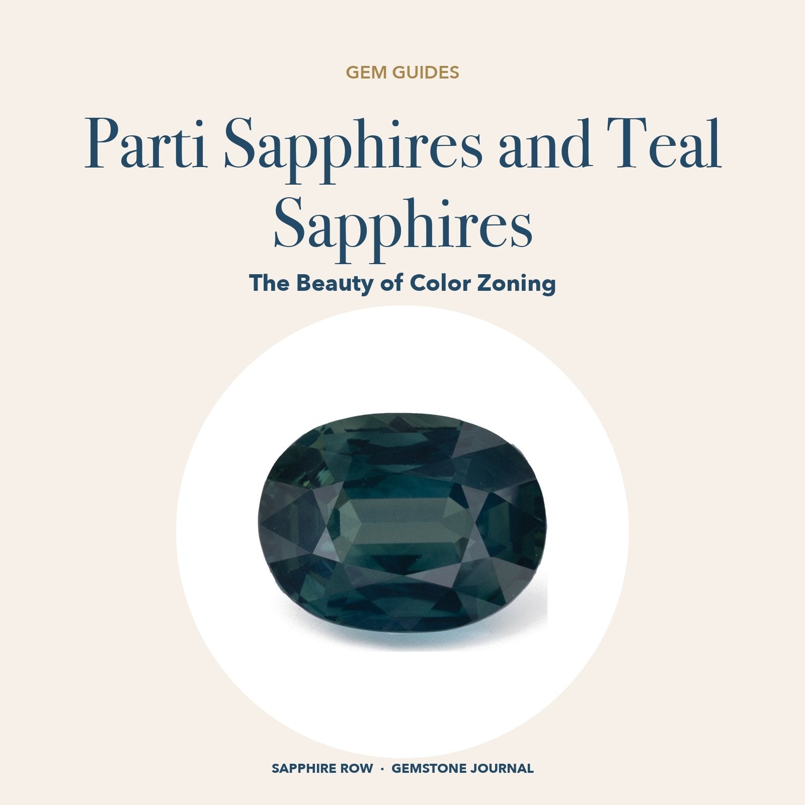 Parti Sapphires and Teal Sapphires: oval teal sapphire in a white circle