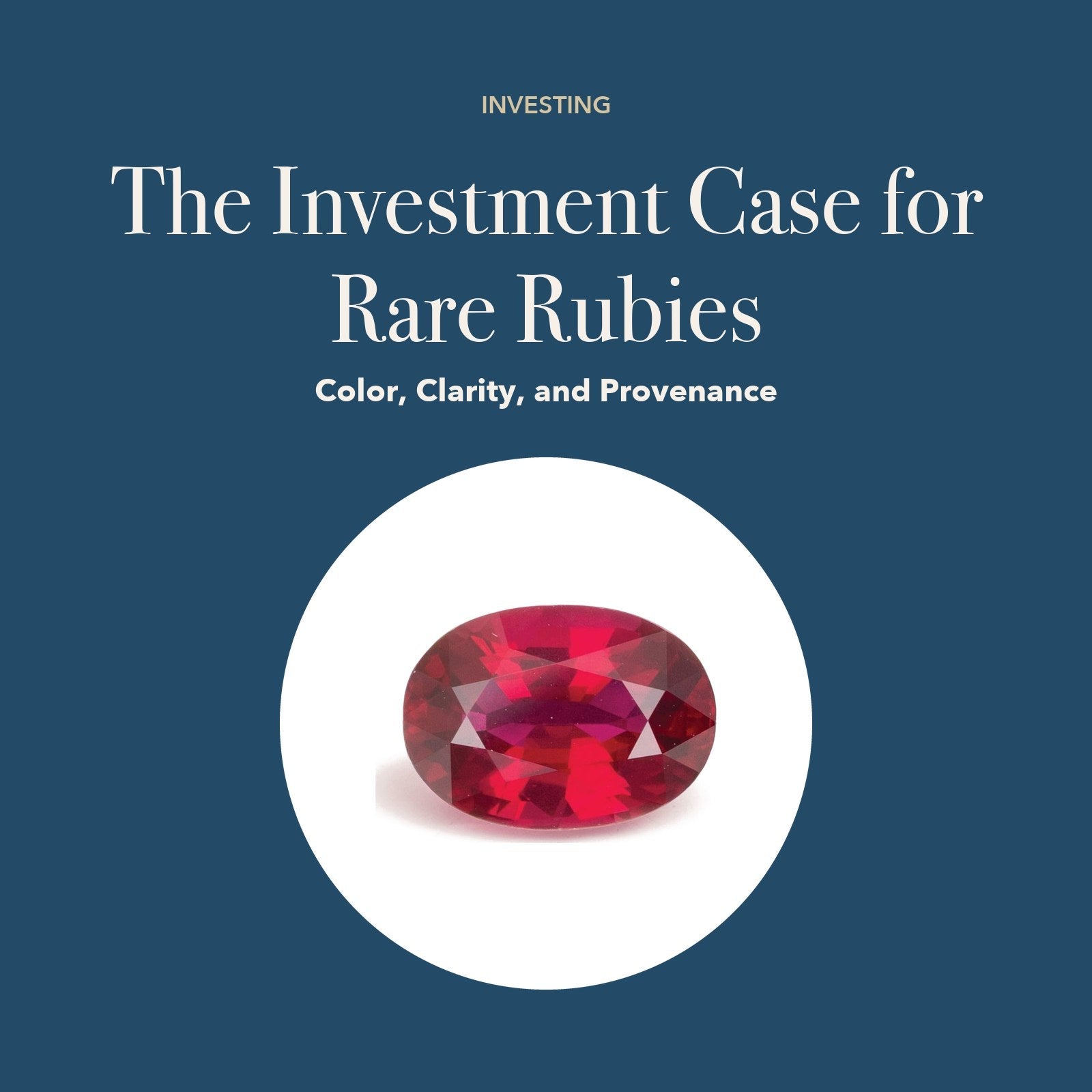 The Investment Case for Rare Rubies: 1.87 ct red ruby in a white circle on navy