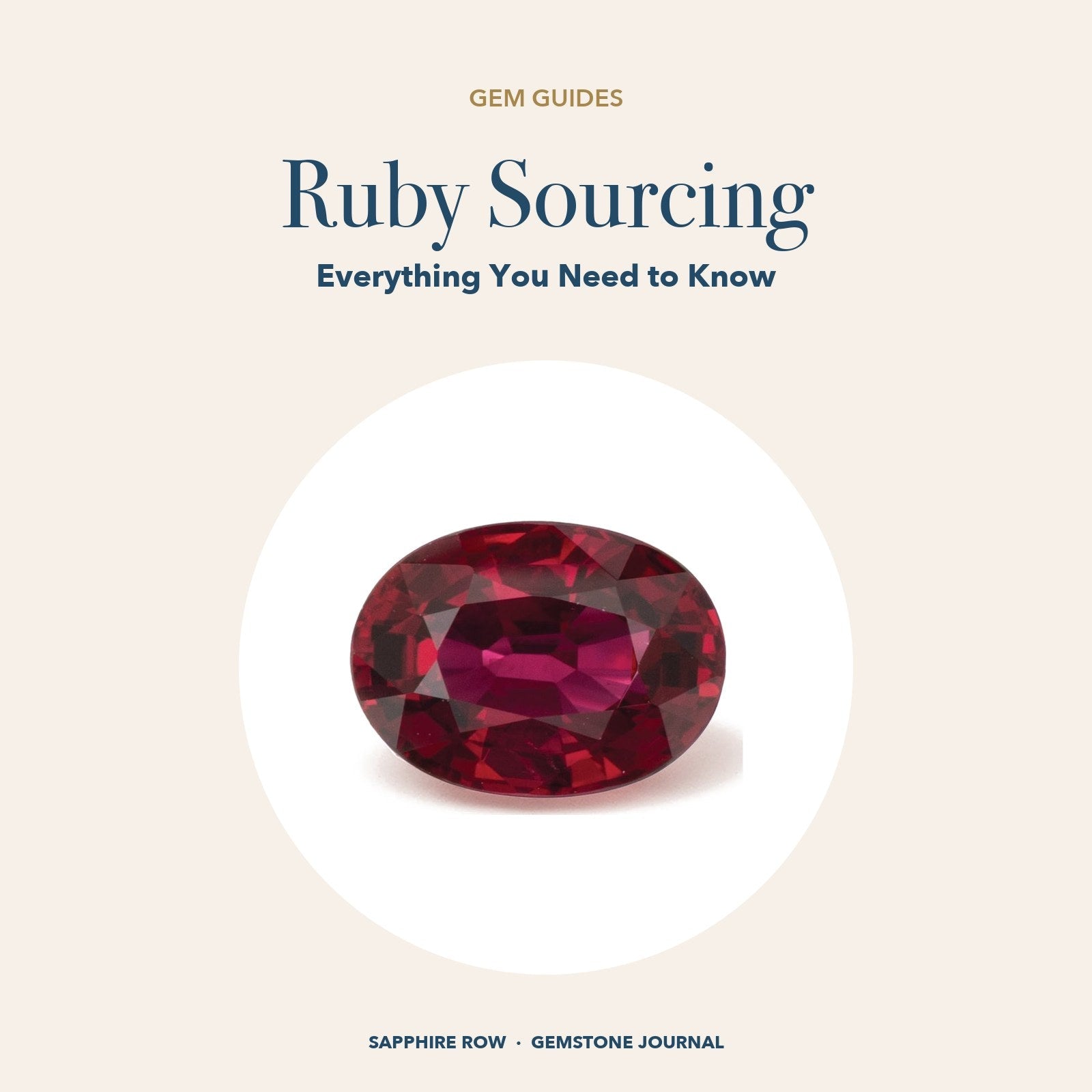 Ruby Sourcing: oval red ruby in a white circle