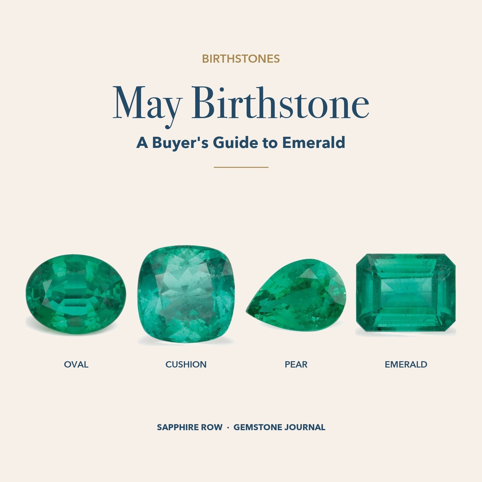 May Birthstone: oval green emerald, cushion green emerald, pear green emerald and emerald green emerald