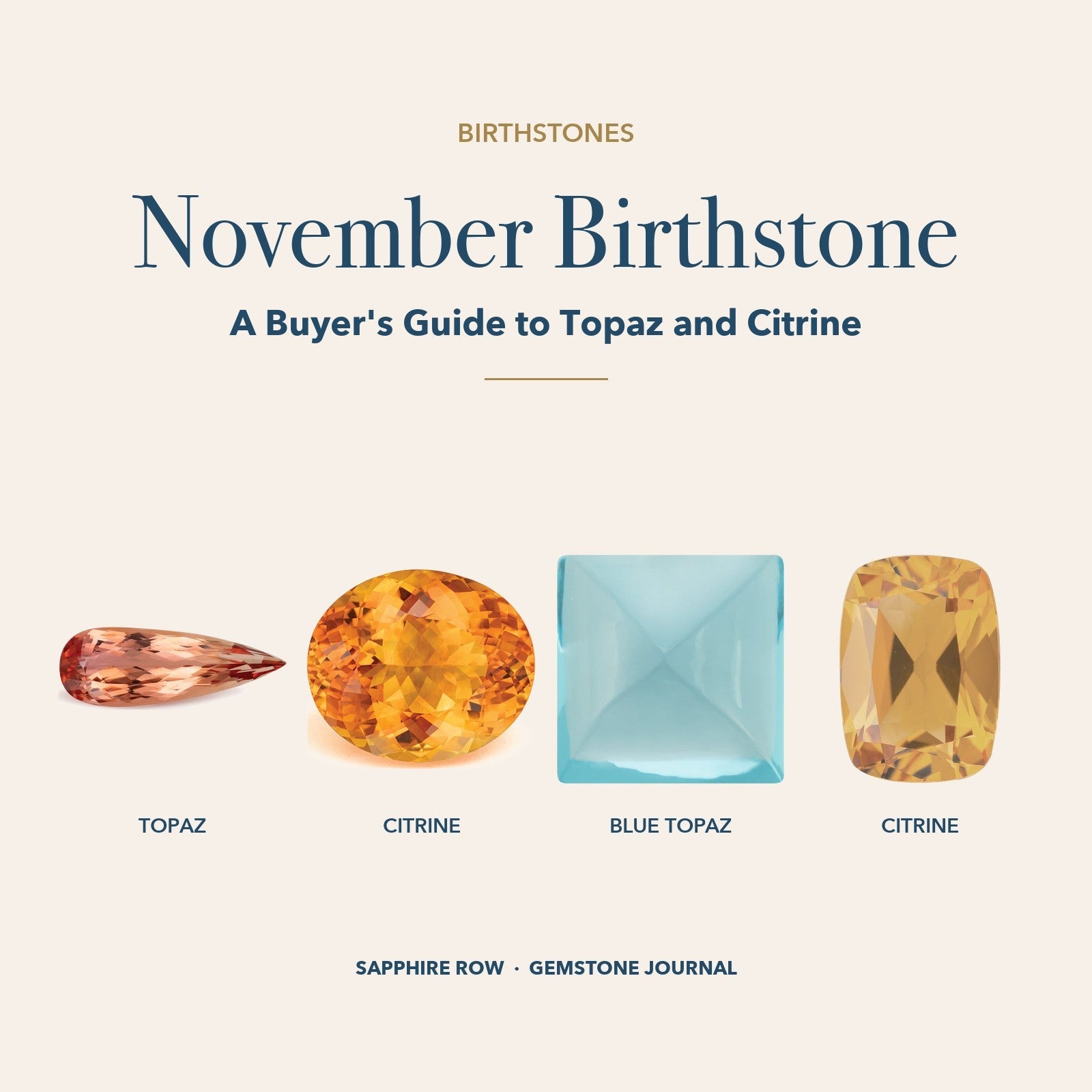 November Birthstone: orange topaz, orange citrine, Swiss blue topaz and orange citrine
