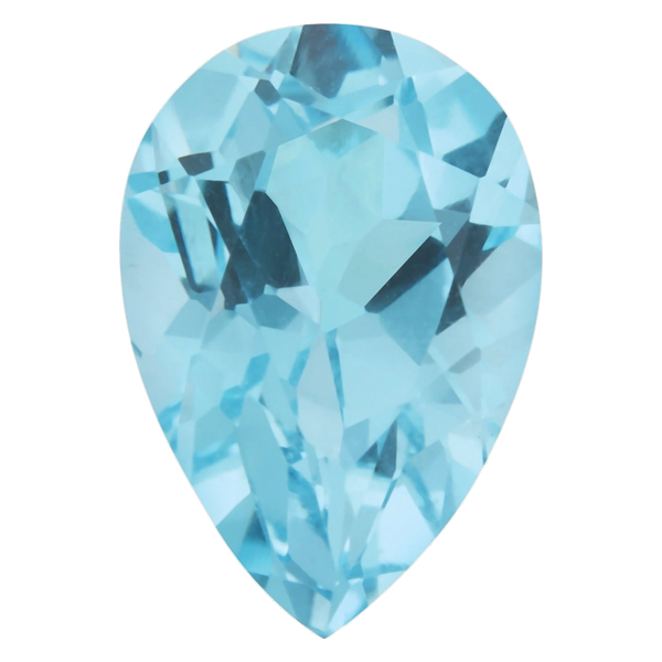 Natural blue topaz, pear cut, face-up | Sapphire Row