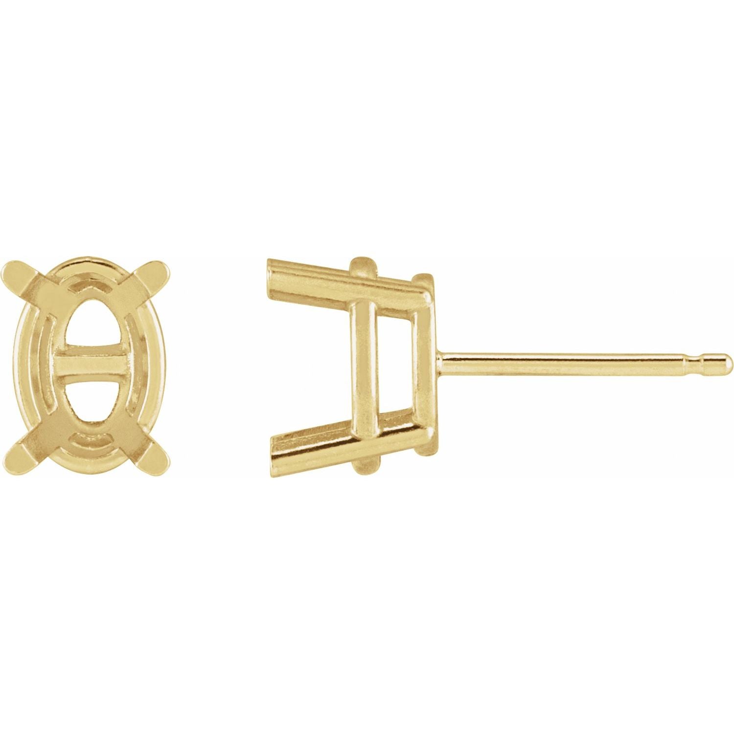 Oval 4-Prong Stud Earrings Setting — 14K Yellow Gold — original mounting