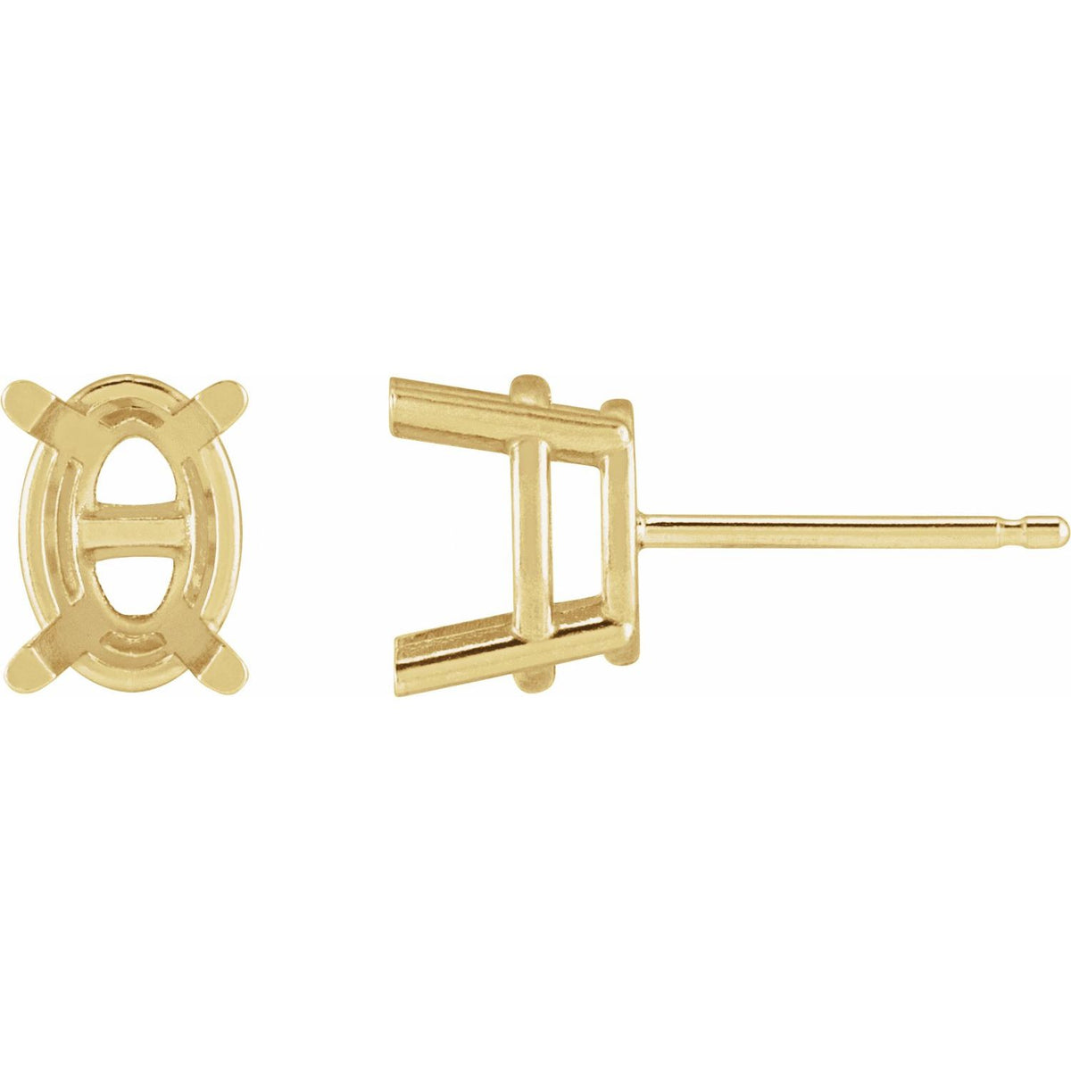 Oval 4-Prong Stud Earrings Setting — 14K Yellow Gold — original mounting