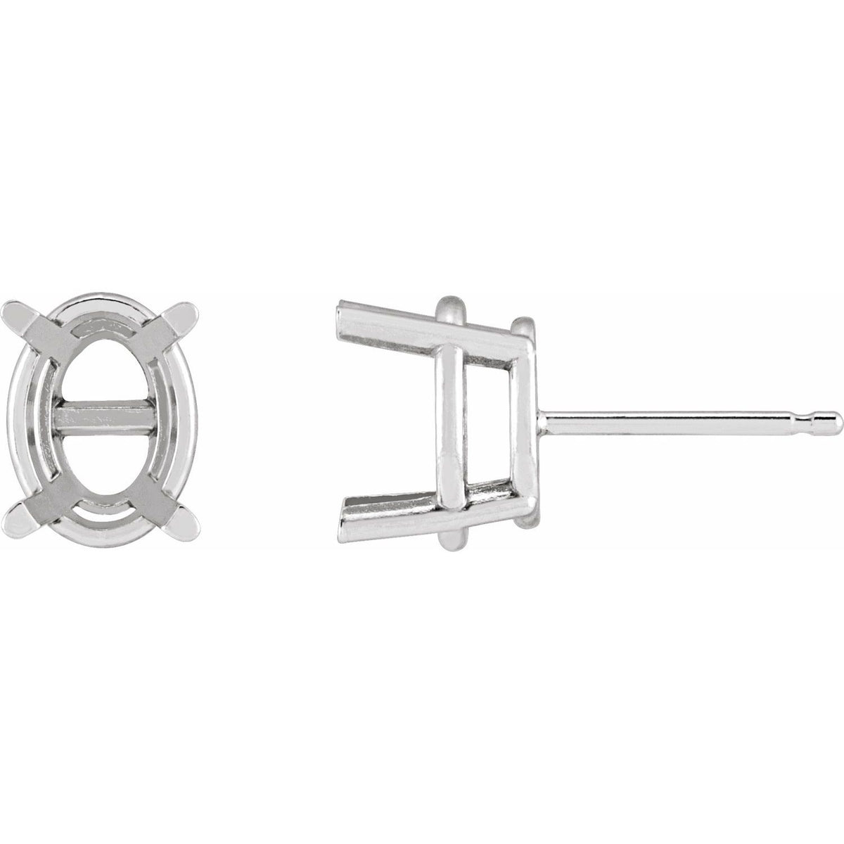 Oval 4-Prong Stud Earrings Setting — Platinum — original mounting