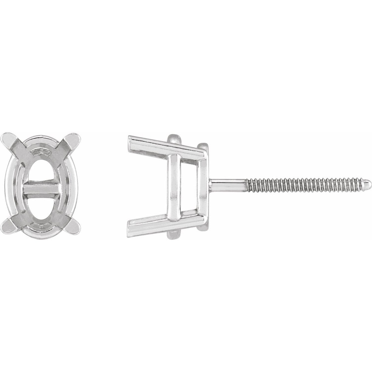 Oval 4-Prong Stud Earrings Setting — 14K White Gold — original mounting
