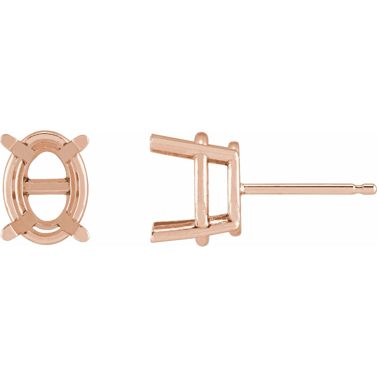 Oval 4-Prong Stud Earrings Setting — 14K Rose Gold — original mounting