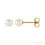 Sapphire Row Freshwater Pearl Stud Earrings - Yellow Gold