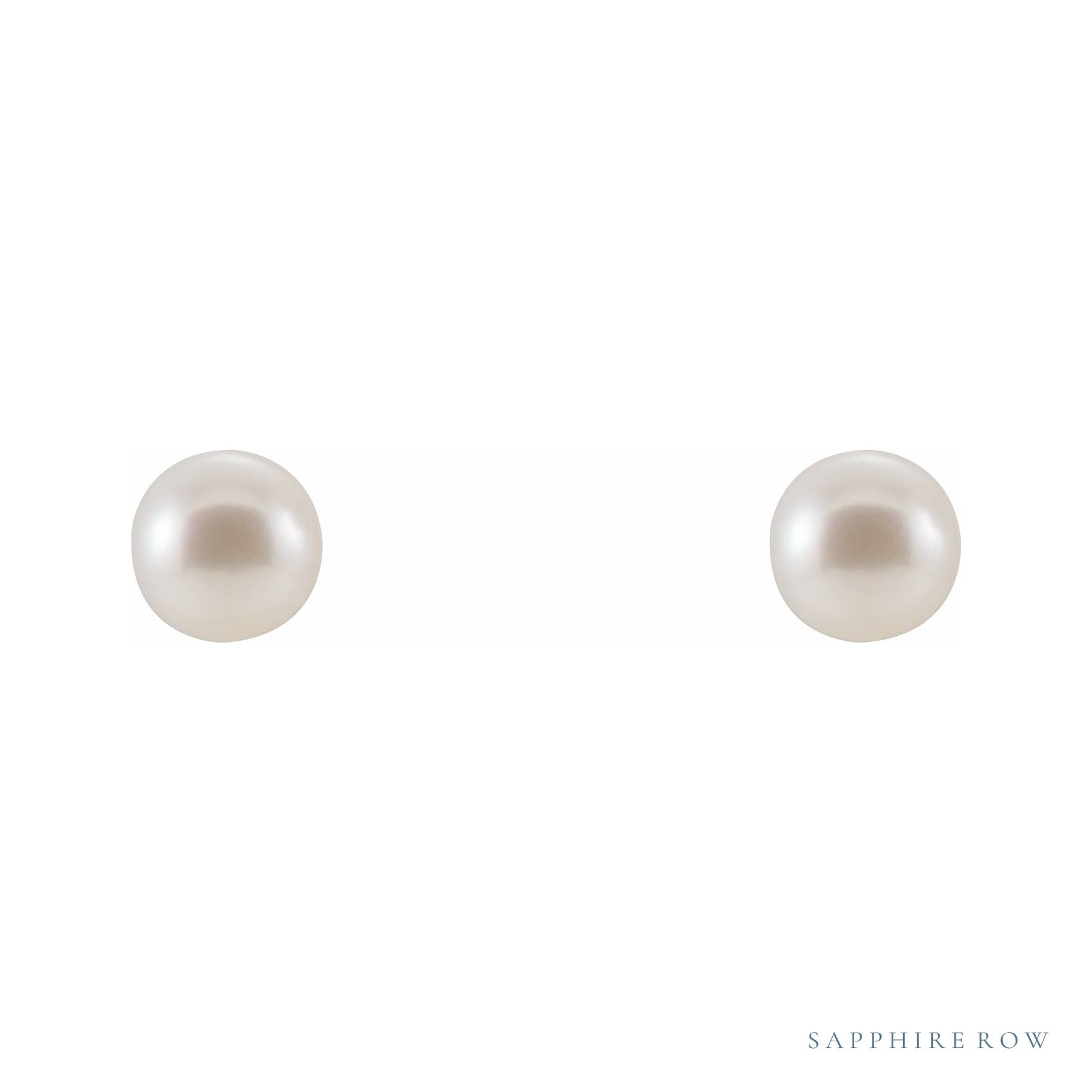 Sapphire Row Freshwater Pearl Stud Earrings - White Gold (view 2)