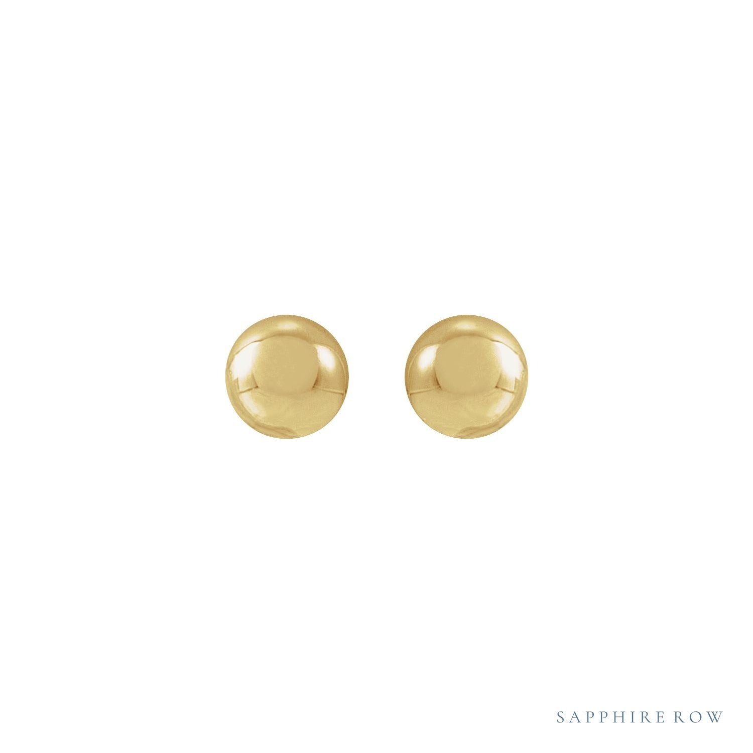 Sapphire Row Gold Ball Stud Earrings - Yellow Gold (view 2)