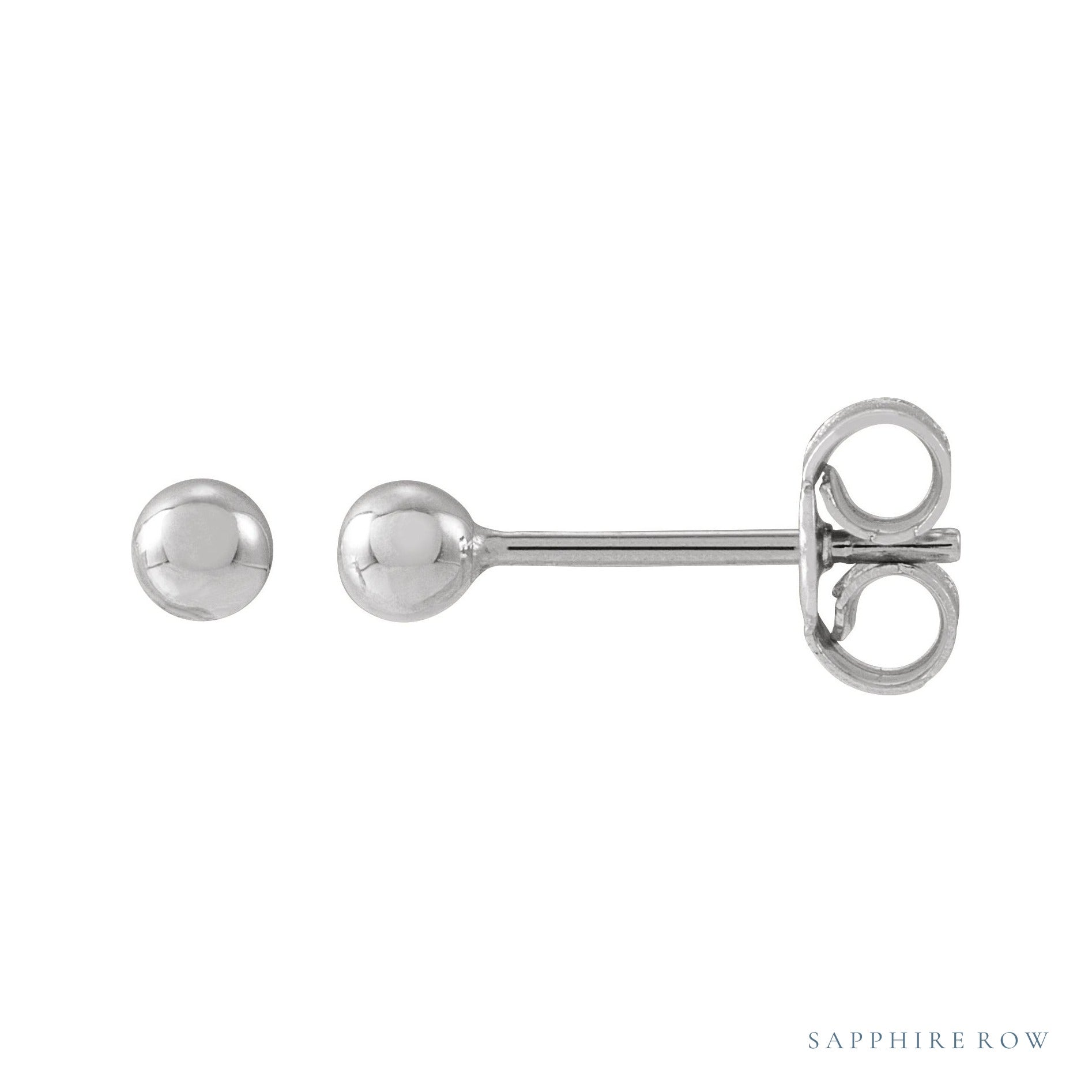Sapphire Row Gold Ball Stud Earrings - White Gold