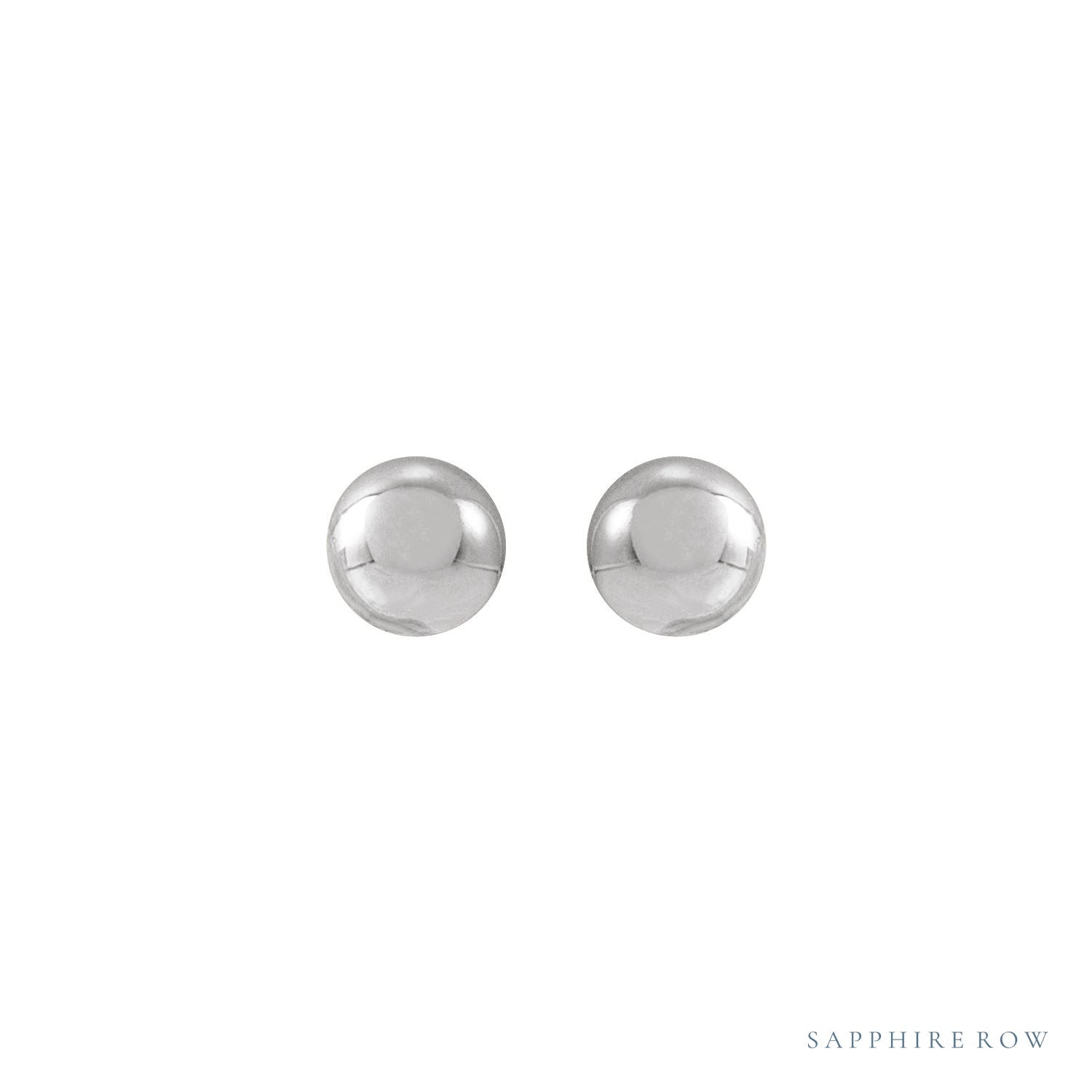 Sapphire Row Gold Ball Stud Earrings - White Gold (view 2)