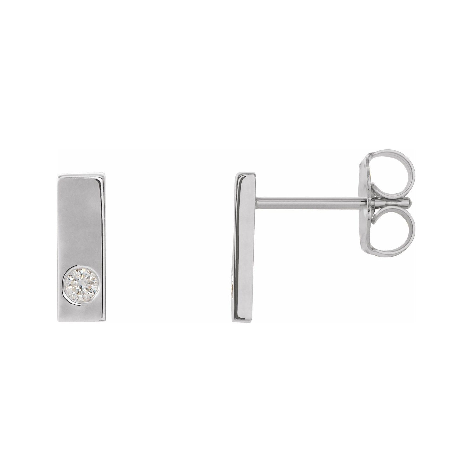 Sapphire Row Natural Diamond Detail Bar Earrings - White Gold