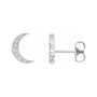 Sapphire Row Natural Diamond Crescent Moon Earrings - Platinum