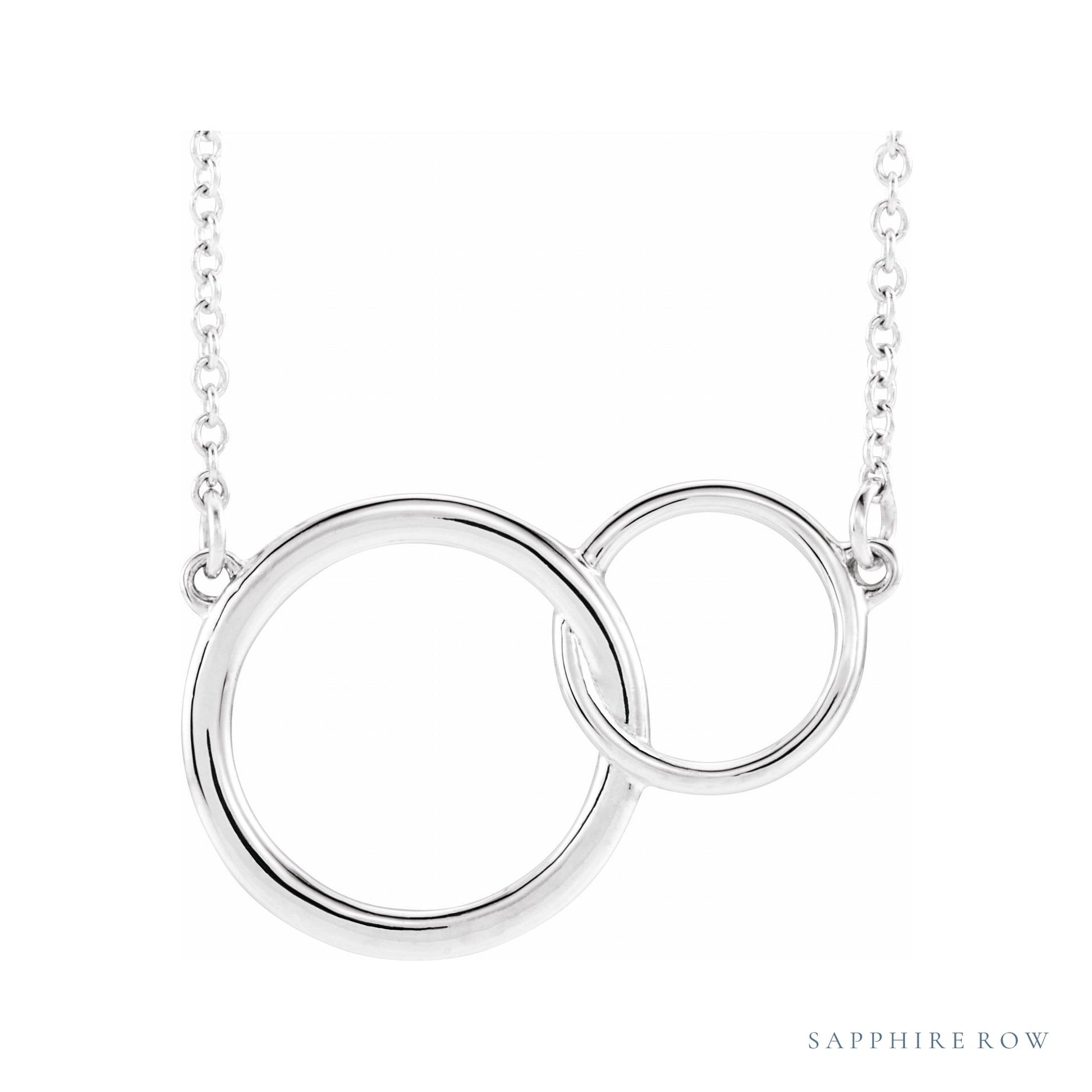 Sapphire Row Interlocking Circles Necklace - Platinum, Standard