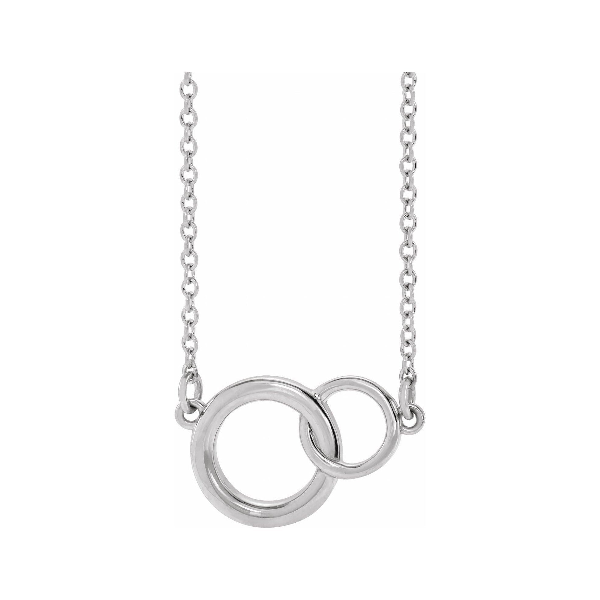 Sapphire Row Interlocking Circles Necklace - White Gold, Petite
