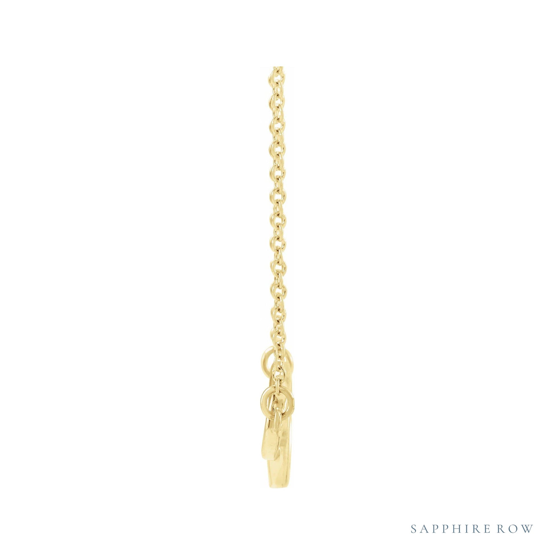 Sapphire Row Interlocking Circles Necklace - Yellow Gold, Petite (view 2)