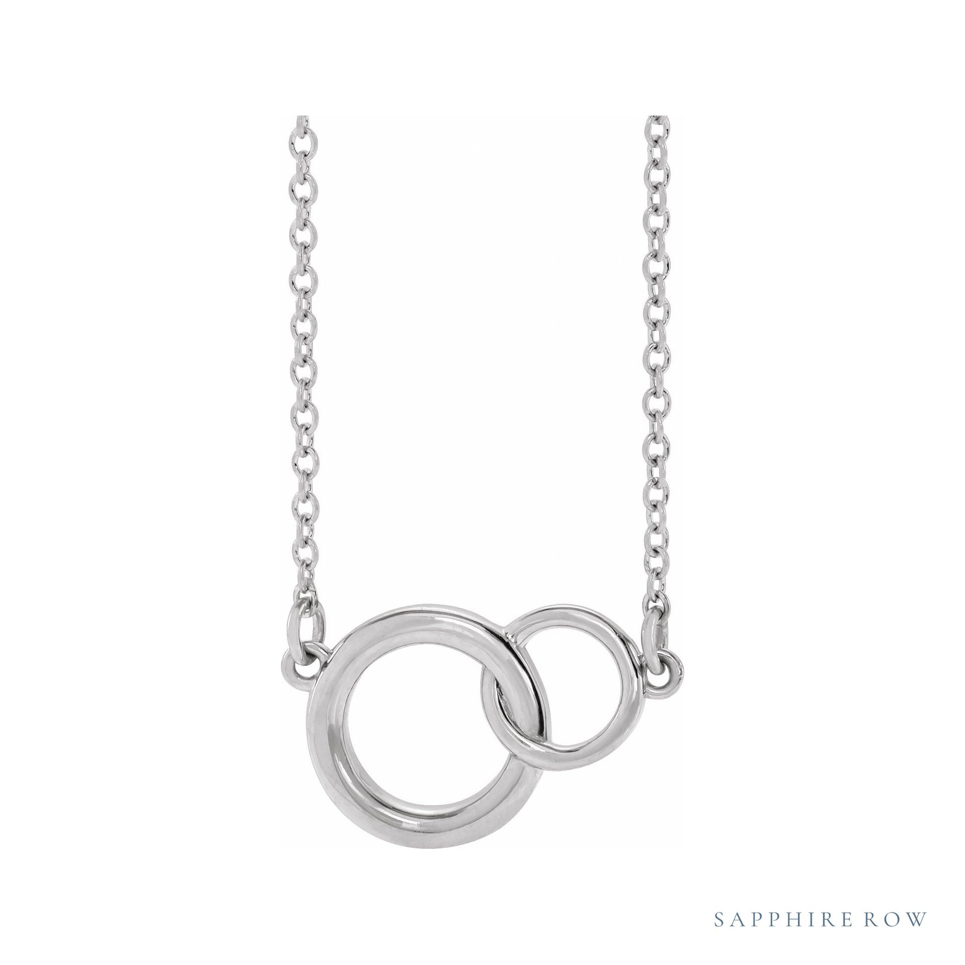 Sapphire Row Interlocking Circles Necklace - Platinum, Petite