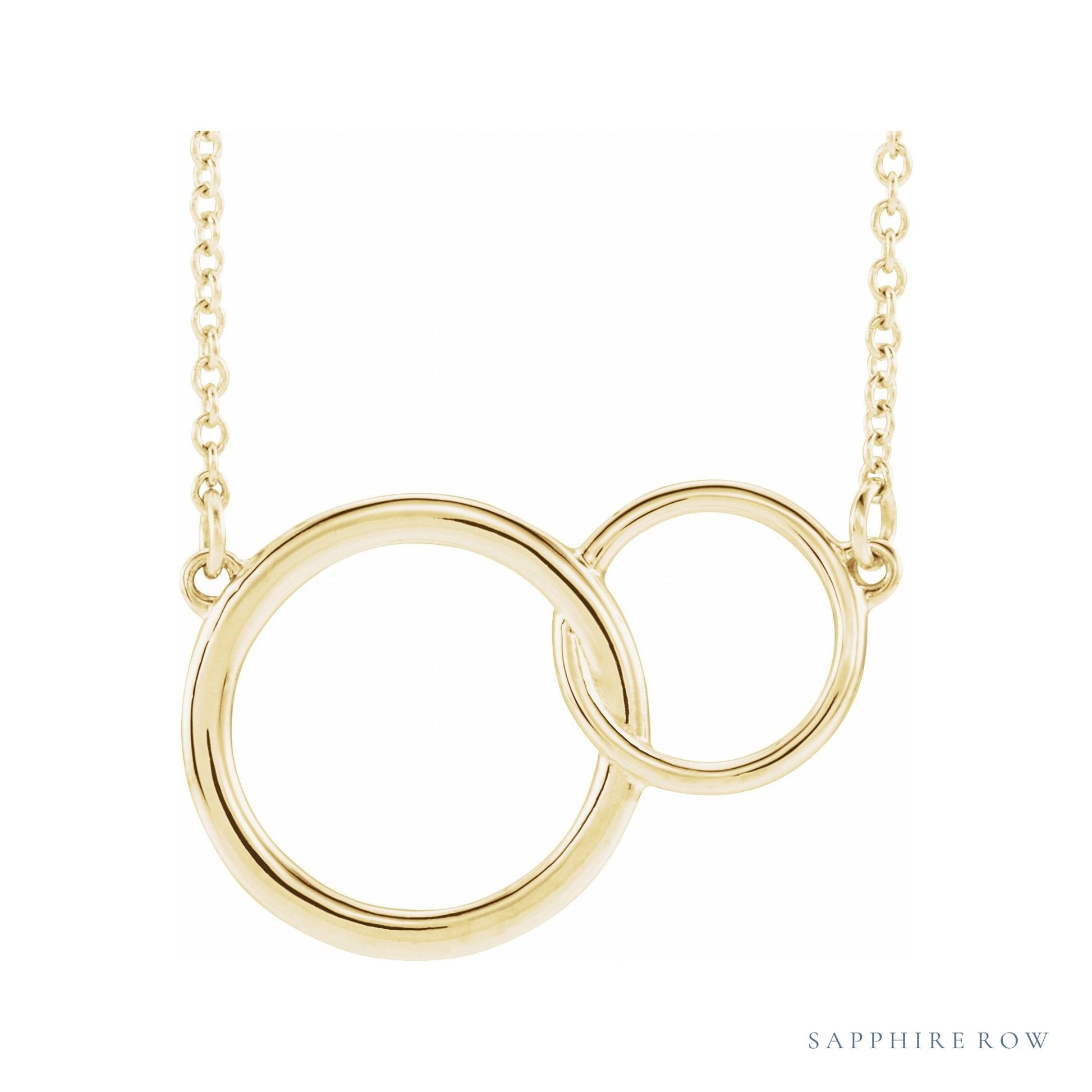 Sapphire Row Interlocking Circles Necklace - Yellow Gold, Standard