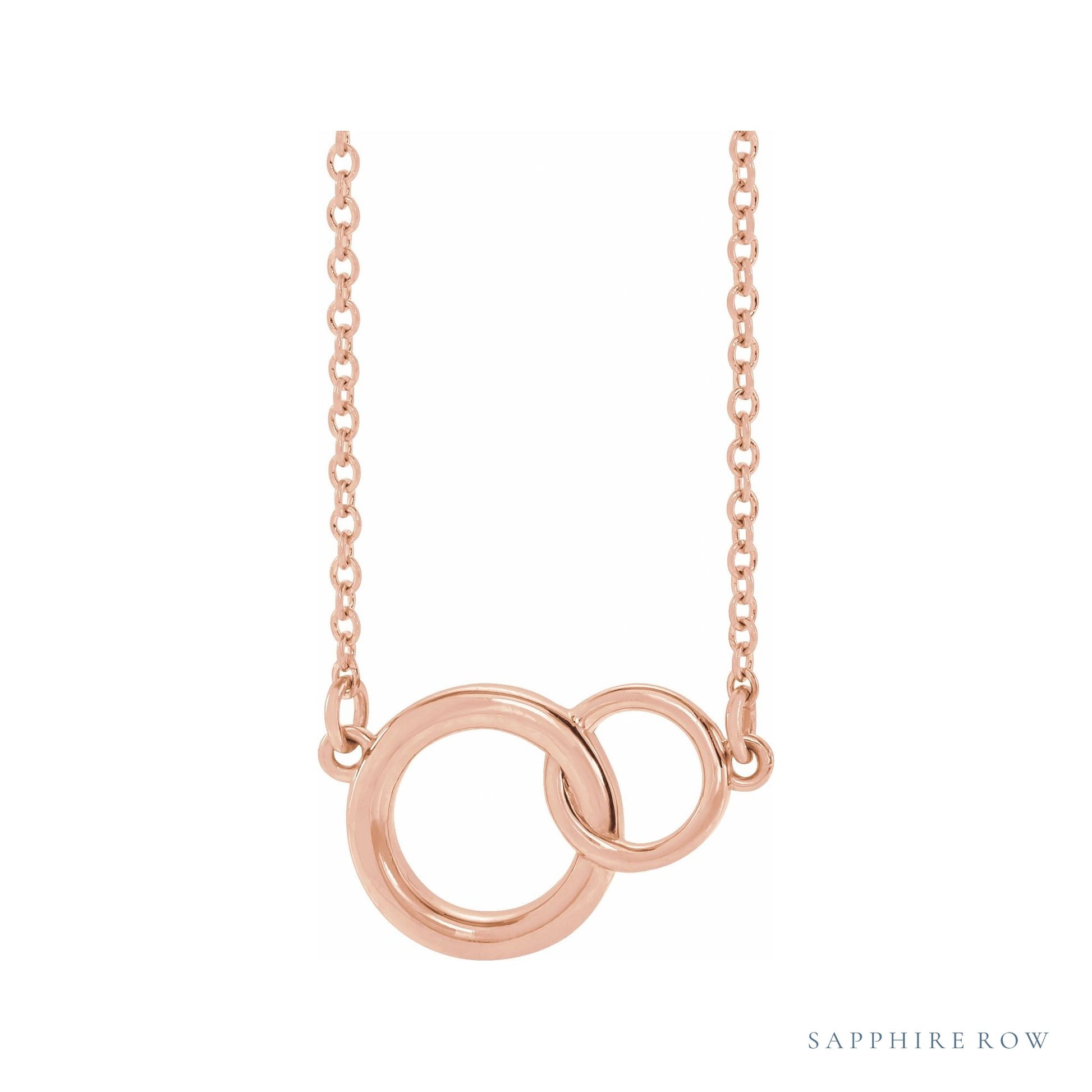 Sapphire Row Interlocking Circles Necklace - Rose Gold, Petite