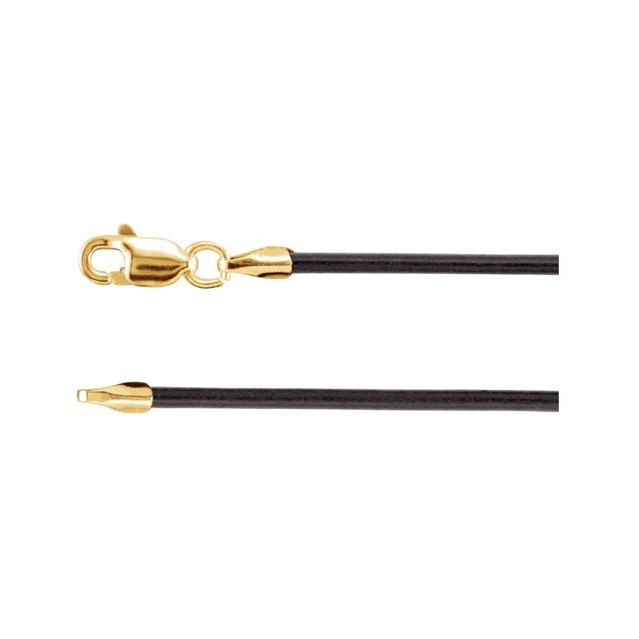 Sapphire Row Leather Cord Necklace - Yellow Gold, Black