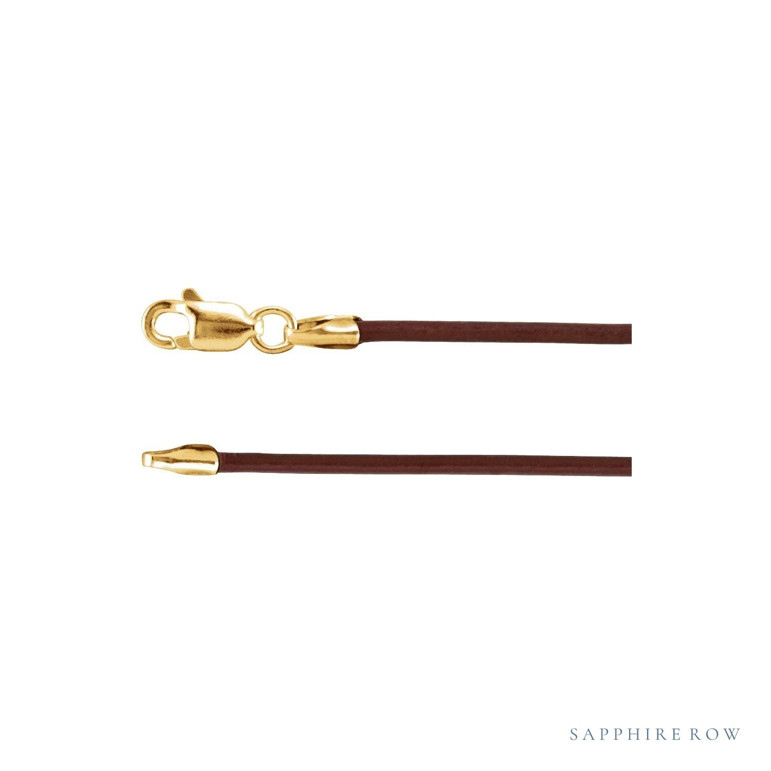 Sapphire Row Leather Cord Necklace - Yellow Gold, Dark Brown (view 2)