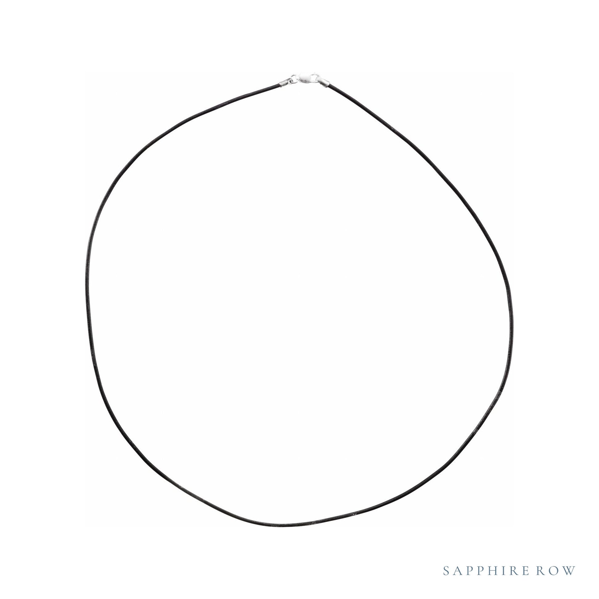 Sapphire Row Leather Cord Necklace - White Gold, Black
