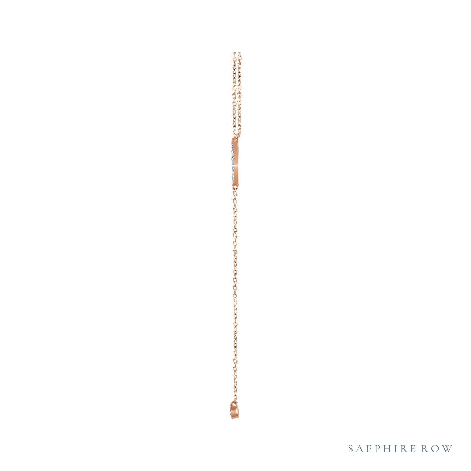 Sapphire Row Natural Diamond Bar Y Necklace - Rose Gold (view 2)