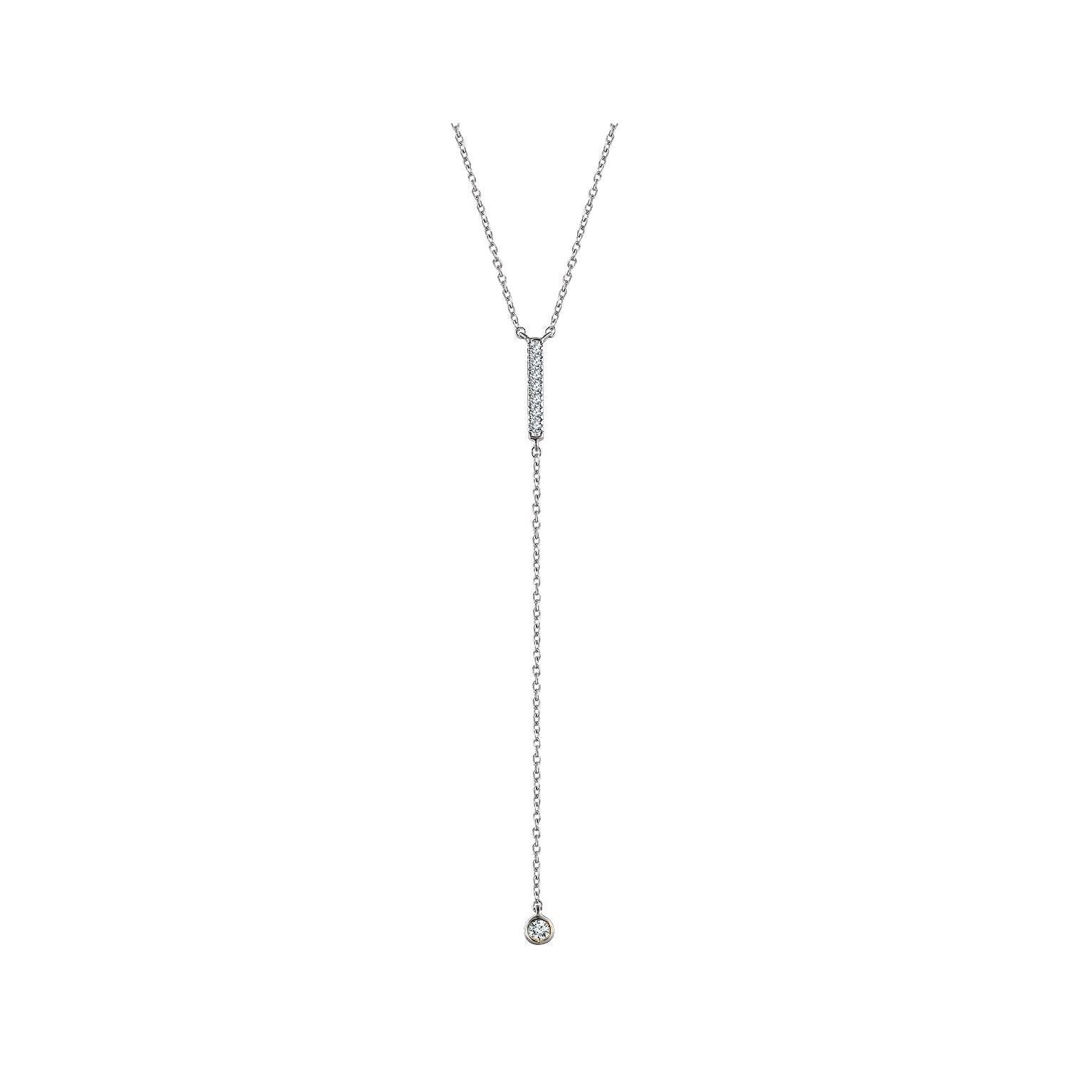 Sapphire Row Natural Diamond Bar Y Necklace - White Gold