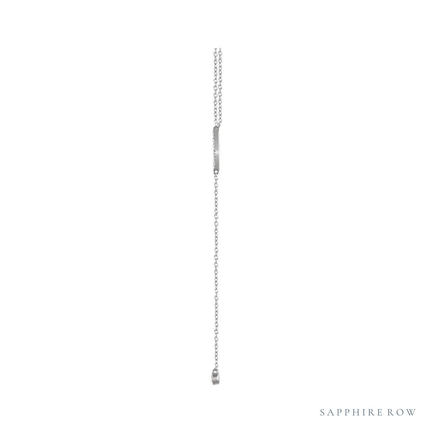 Sapphire Row Natural Diamond Bar Y Necklace - White Gold (view 2)