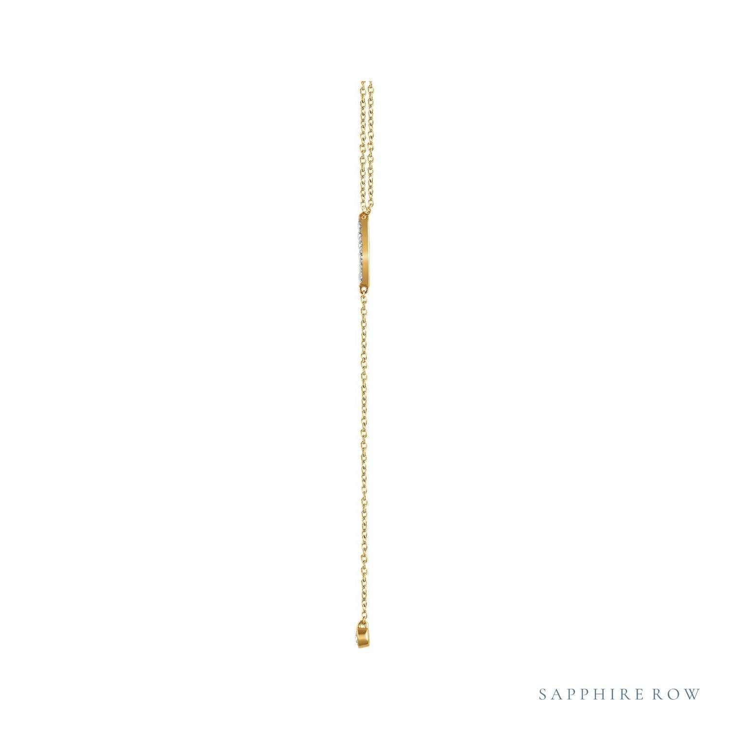 Sapphire Row Natural Diamond Bar Y Necklace - Yellow Gold (view 2)