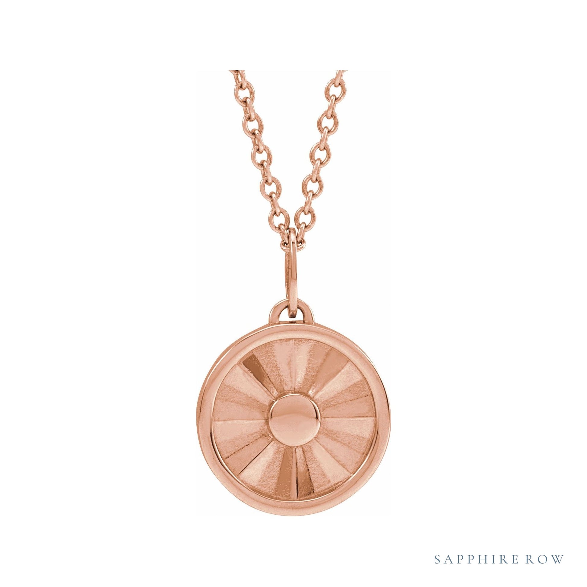 Sapphire Row Gold SunDisc Necklace - Rose Gold