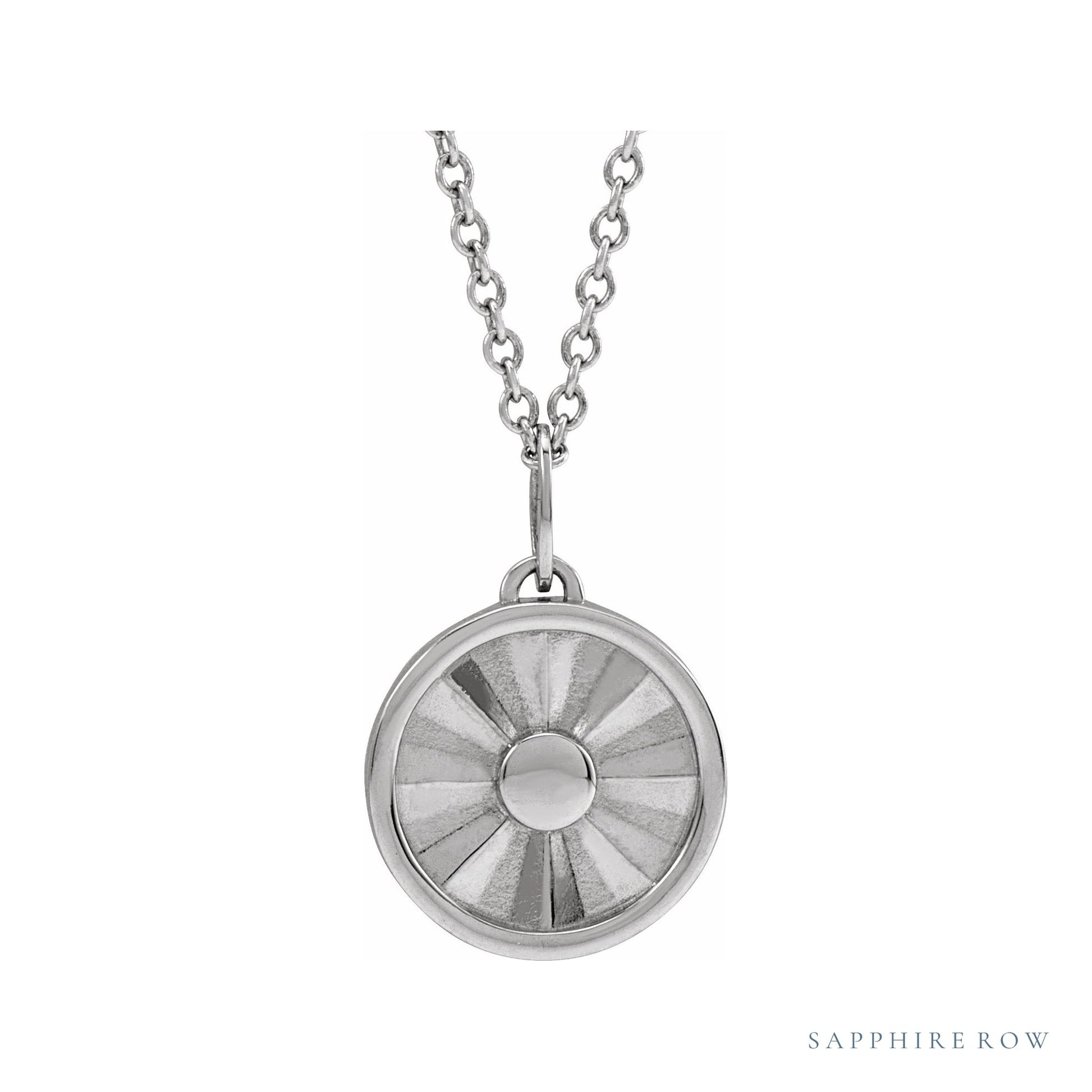 Sapphire Row Gold SunDisc Necklace - White Gold