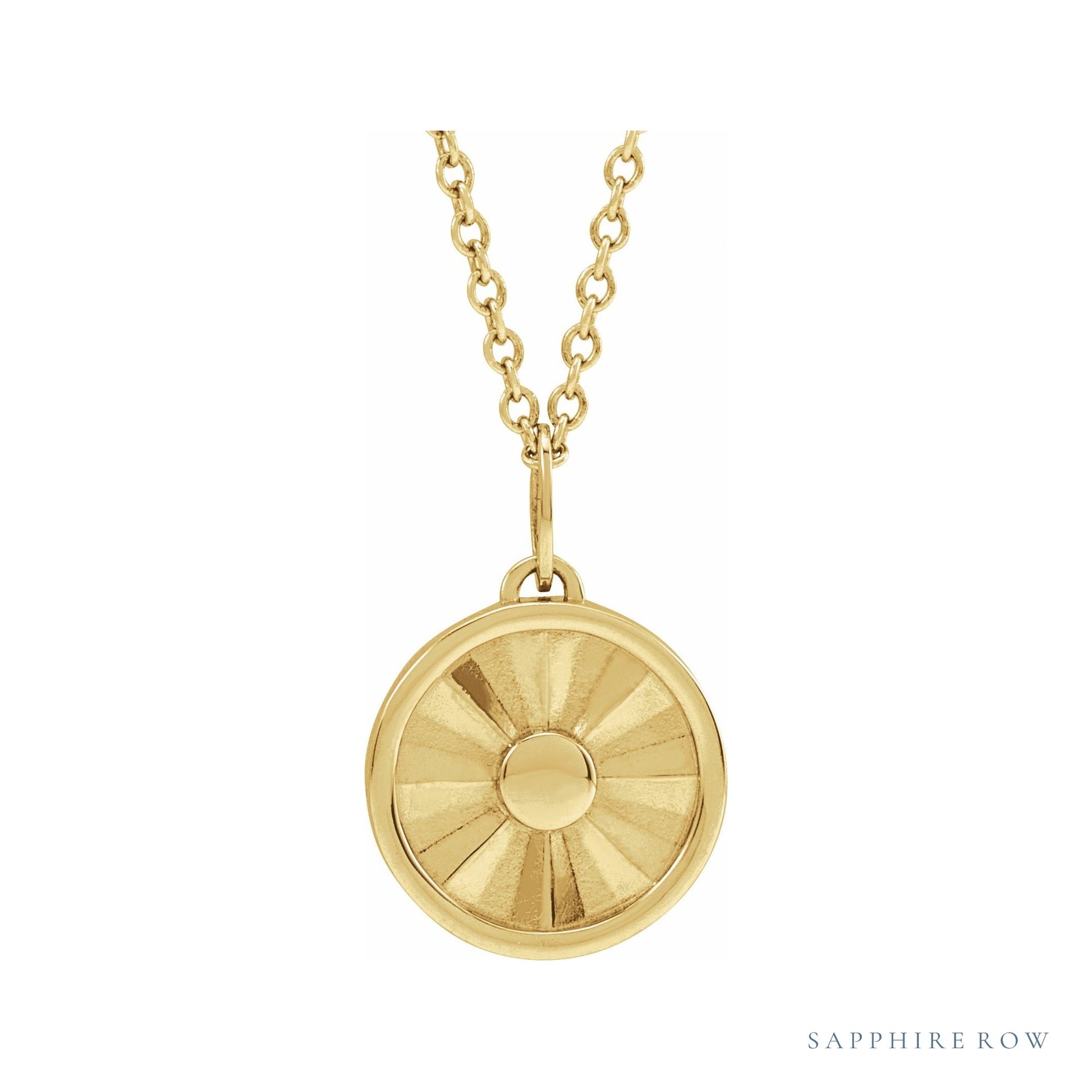 Sapphire Row Gold SunDisc Necklace - Yellow Gold