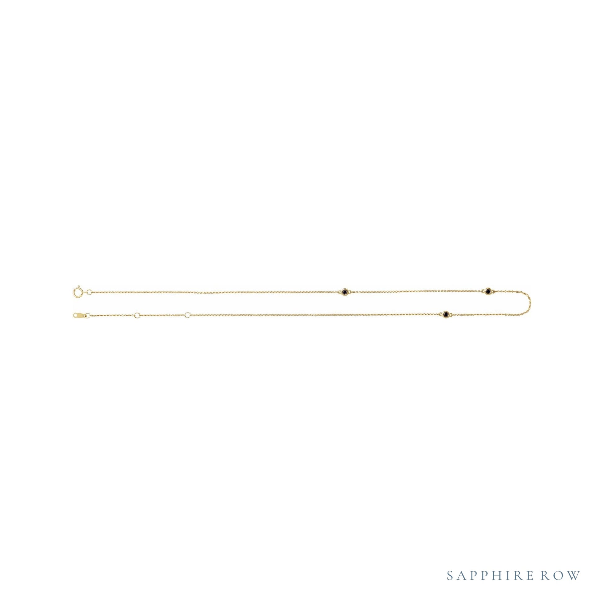 Sapphire Row Natural Black Diamond Station Necklace - Yellow Gold, 3-Station (1/5 ctw) (view 3)