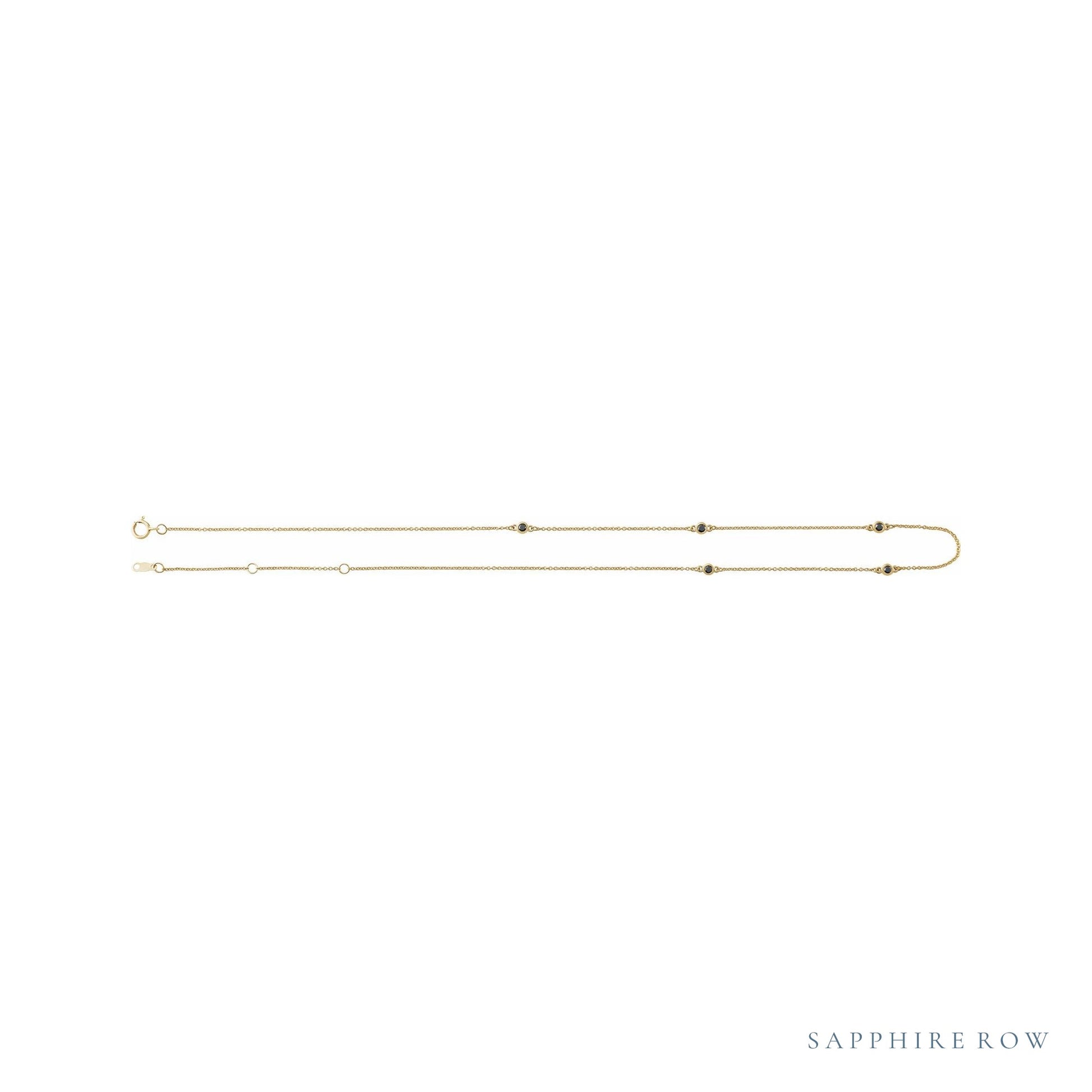 Sapphire Row Natural Black Diamond Station Necklace - Yellow Gold, 5-Station (1/4 ctw) (view 3)
