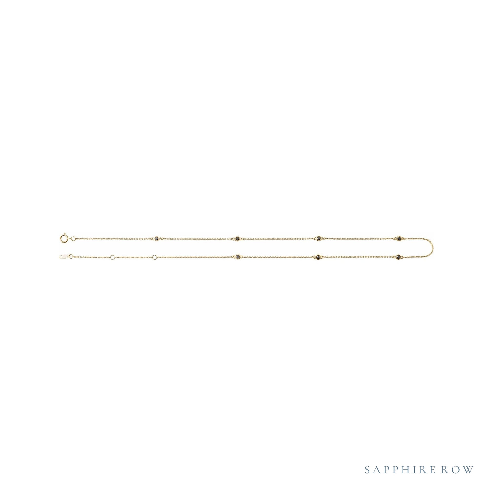 Sapphire Row Natural Black Diamond Station Necklace - Yellow Gold, 7-Station (1/3 ctw) (view 3)