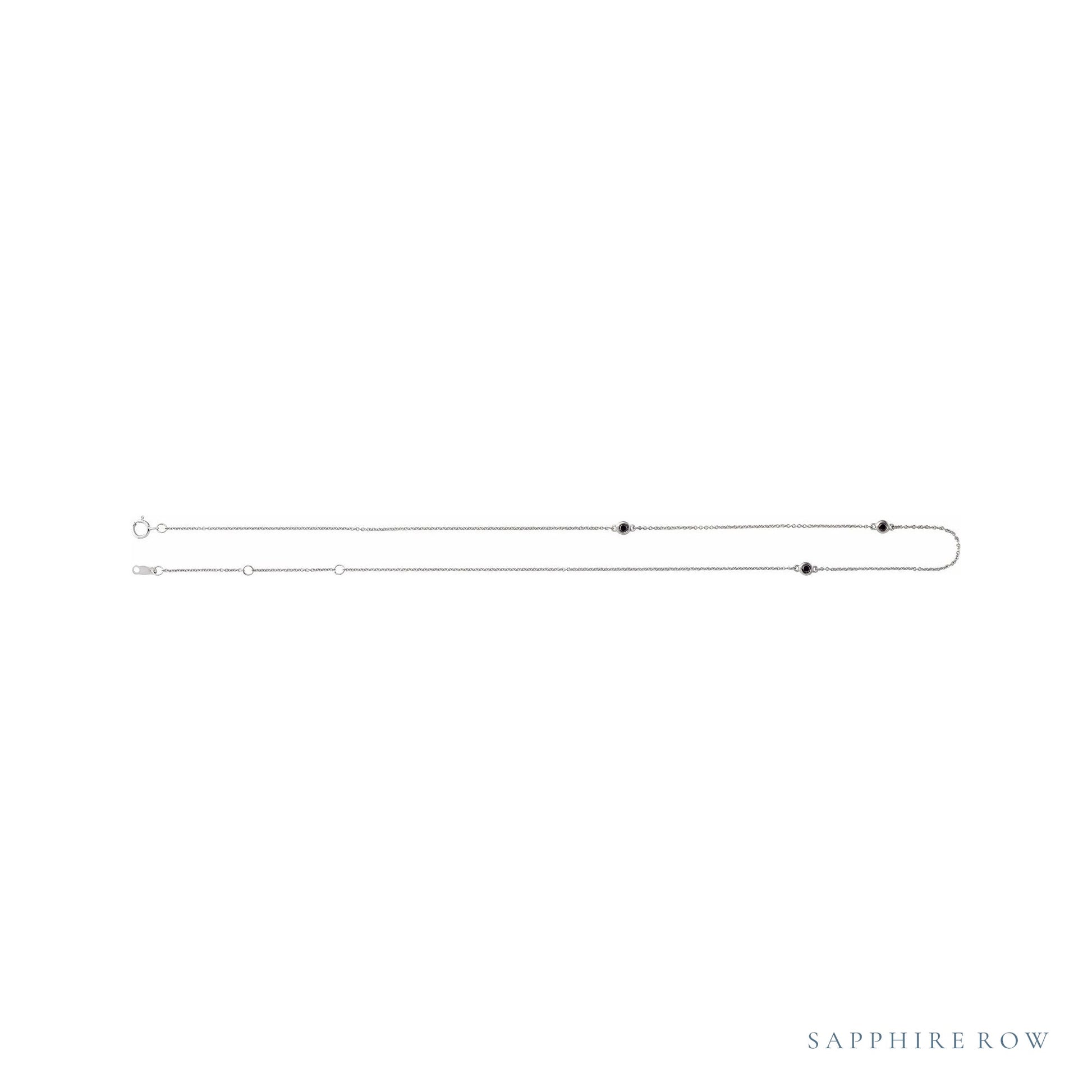 Sapphire Row Natural Black Diamond Station Necklace - White Gold, 3-Station (1/5 ctw) (view 2)