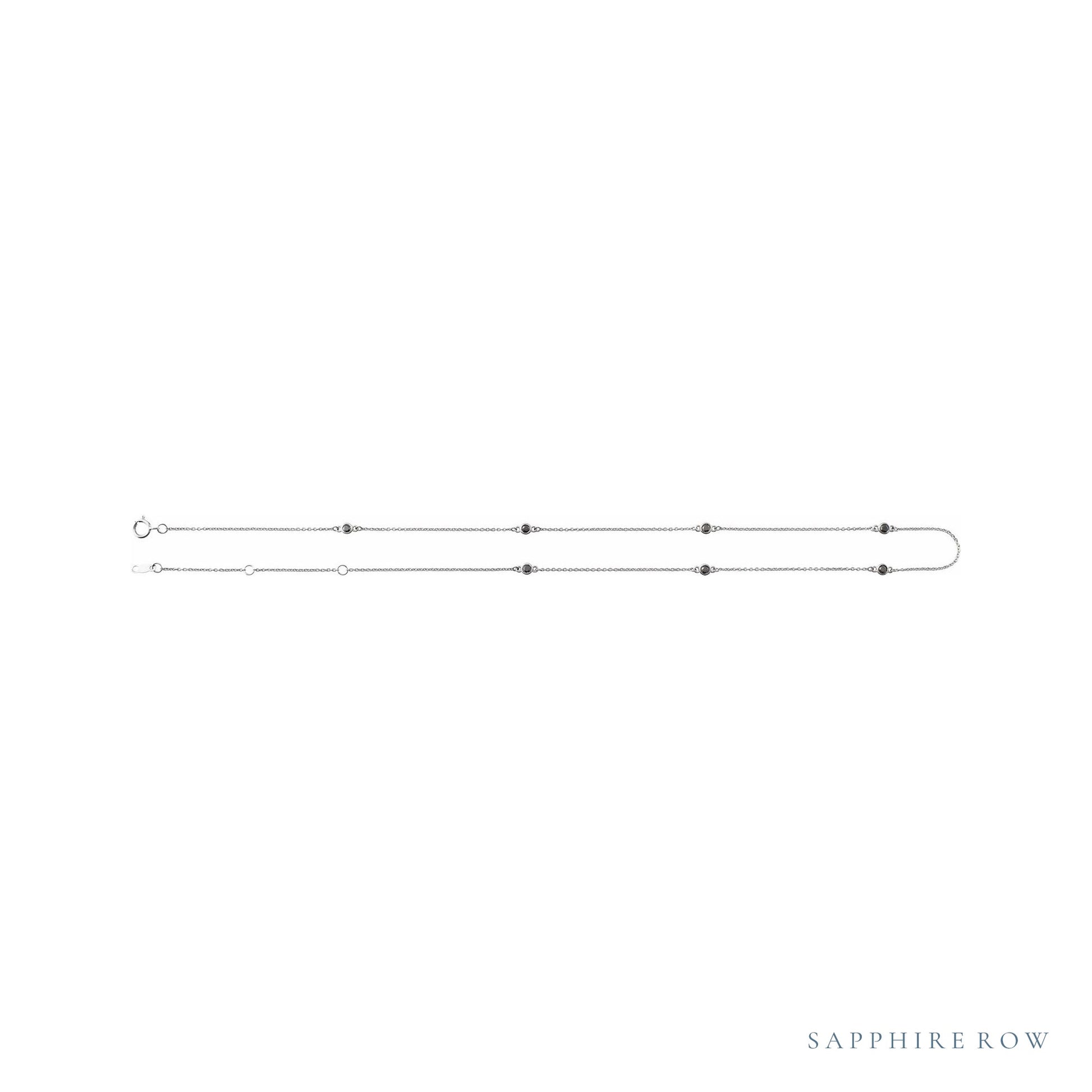 Sapphire Row Natural Black Diamond Station Necklace - White Gold, 7-Station (1/3 ctw) (view 2)