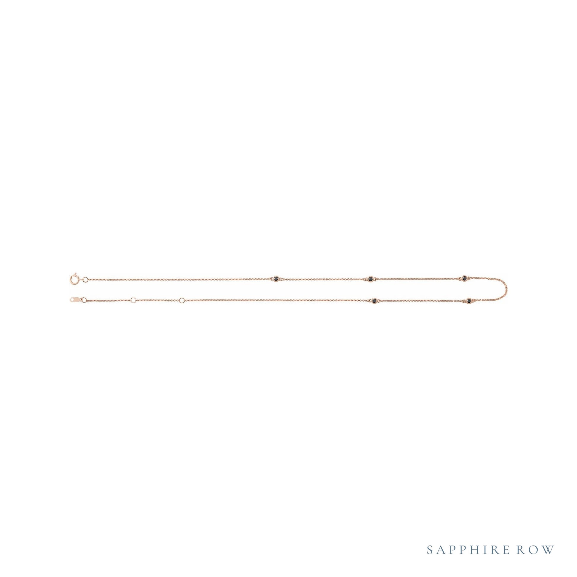 Sapphire Row Natural Black Diamond Station Necklace - Rose Gold, 5-Station (1/4 ctw) (view 2)