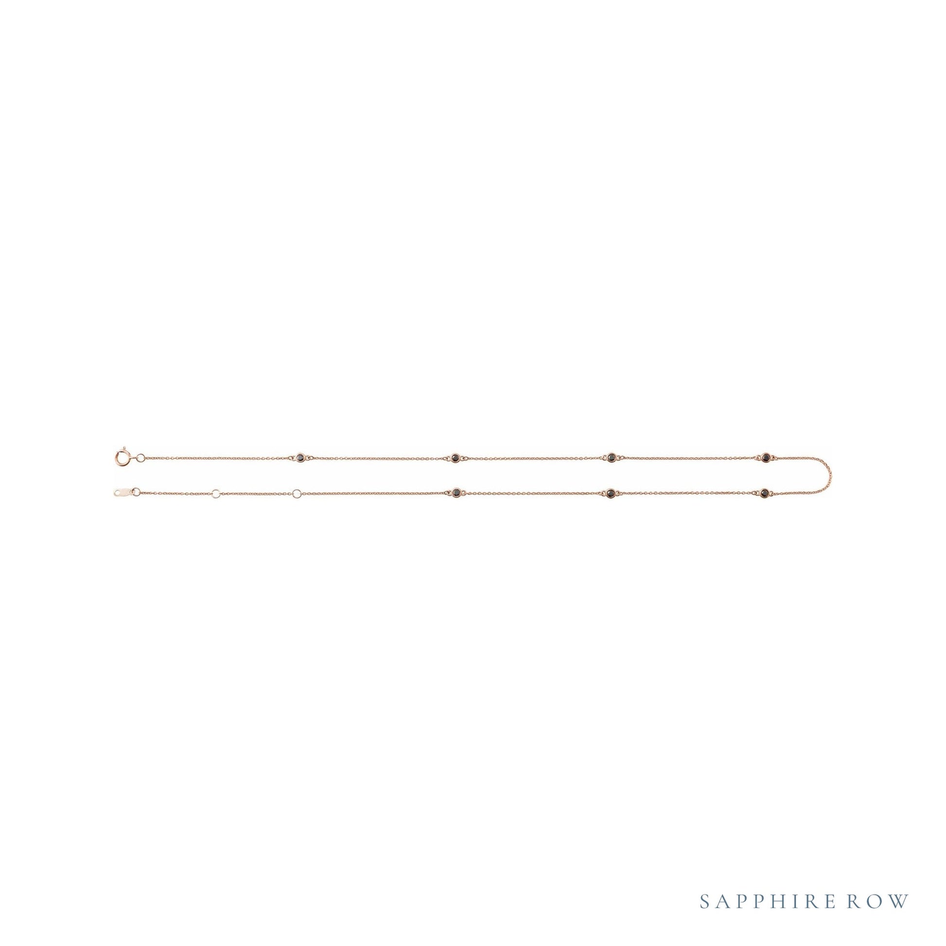 Sapphire Row Natural Black Diamond Station Necklace - Rose Gold, 7-Station (1/3 ctw) (view 2)