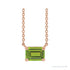 Sapphire Row Natural Emerald-Cut Gemstone Necklace - Peridot, Rose Gold