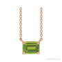 Sapphire Row Natural Emerald-Cut Gemstone Necklace - Peridot, Rose Gold