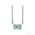Sapphire Row Natural Emerald-Cut Gemstone Necklace - Aquamarine, White Gold