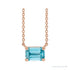 Sapphire Row Natural Emerald-Cut Gemstone Necklace - Blue Zircon, Rose Gold