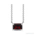 Sapphire Row Natural Emerald-Cut Gemstone Necklace - Red Garnet, White Gold