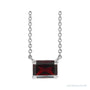 Sapphire Row Natural Emerald-Cut Gemstone Necklace - Red Garnet, White Gold