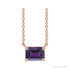 Sapphire Row Natural Emerald-Cut Gemstone Necklace - Amethyst, Rose Gold